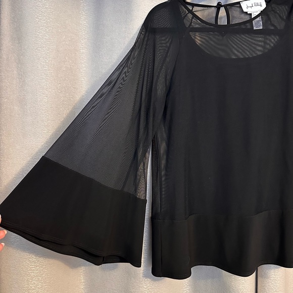 Joseph Ribkoff Luxe Sheer Bell Sleeve Blouse - Picture 7 of 11